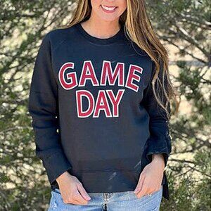 Game Day Black Red Crewneck Sweatshirt Size S
